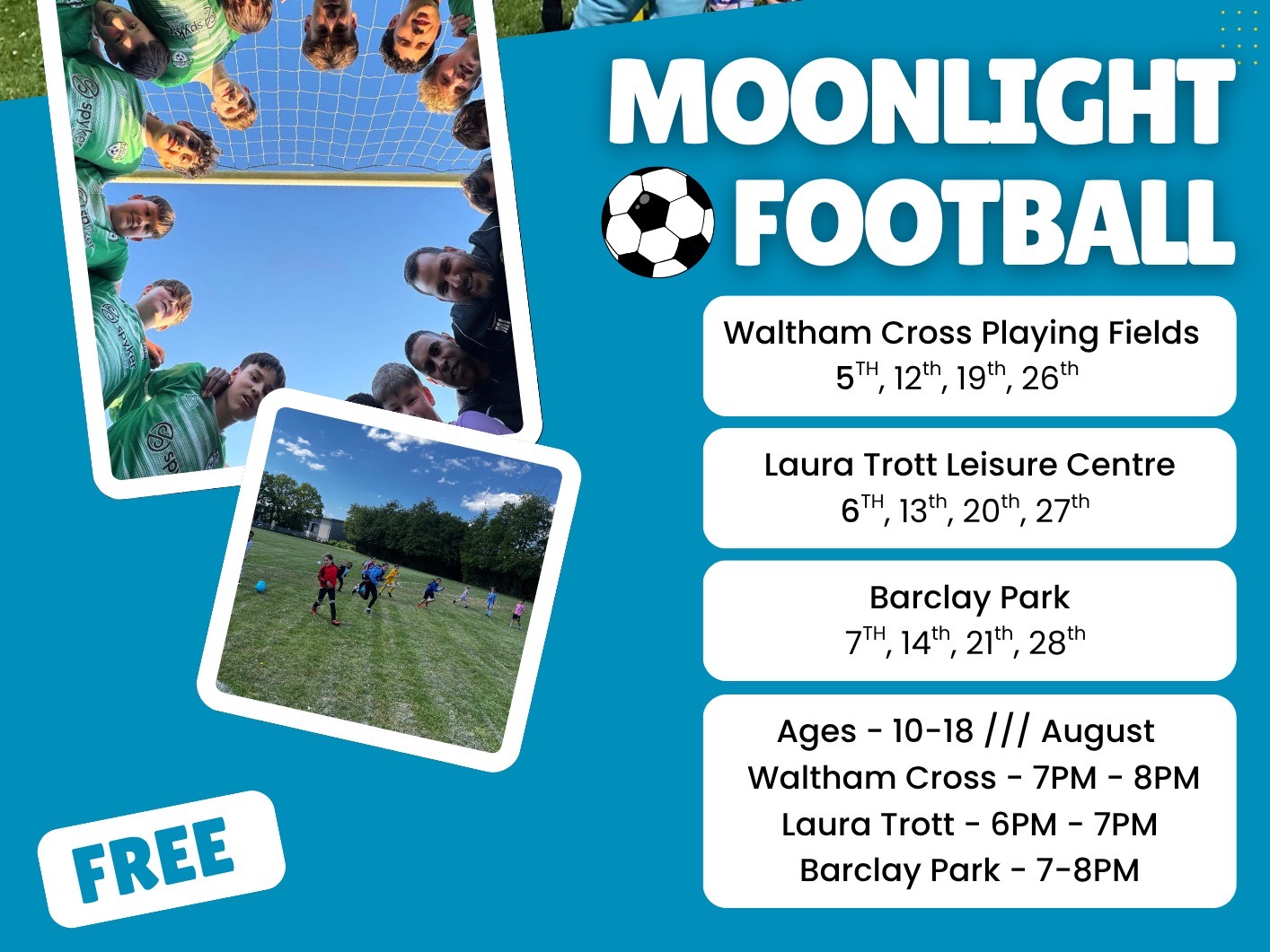 Moonlight Football - Summer programme August (10-18)