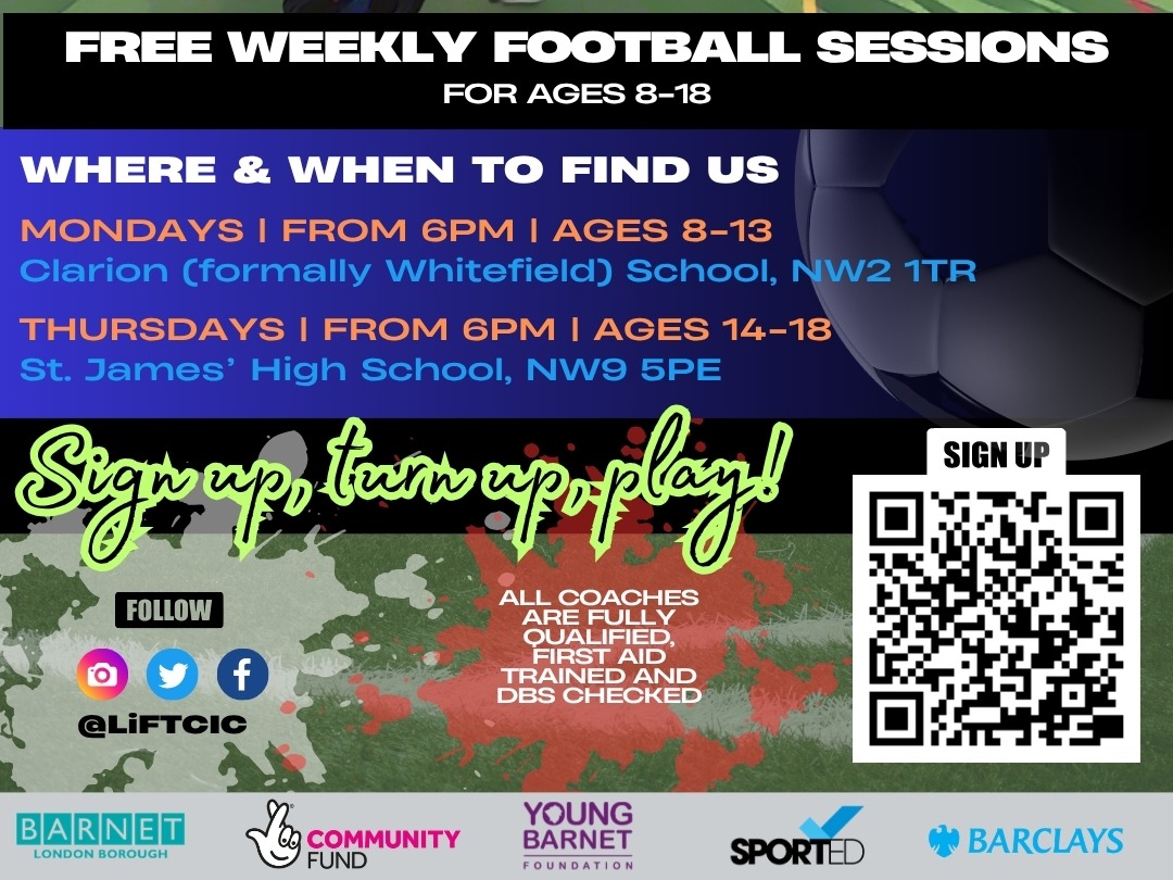 Free Football Sessions for 14-18 year old's in Colindale